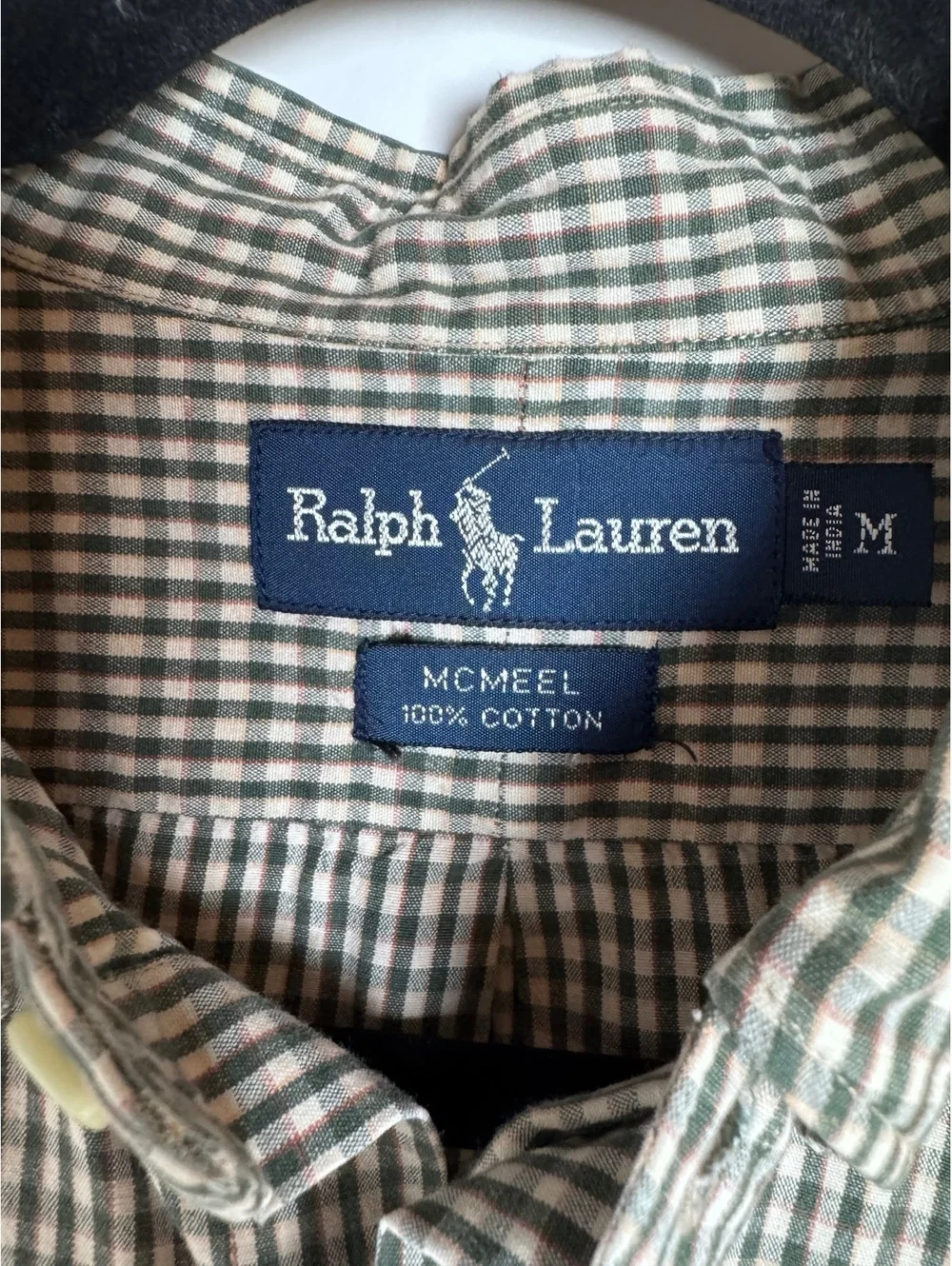 Ralph Lauren McMeel Men’s M Green Micro Check Button Down Shirt Size M